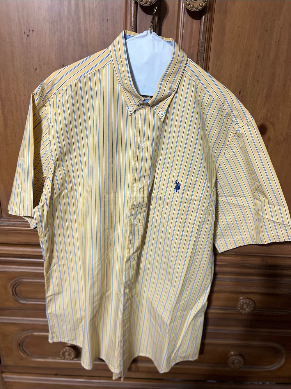 U.S. Polo Assn. Yellow and Blue Striped Short-Sleeve Button-Down Shirt